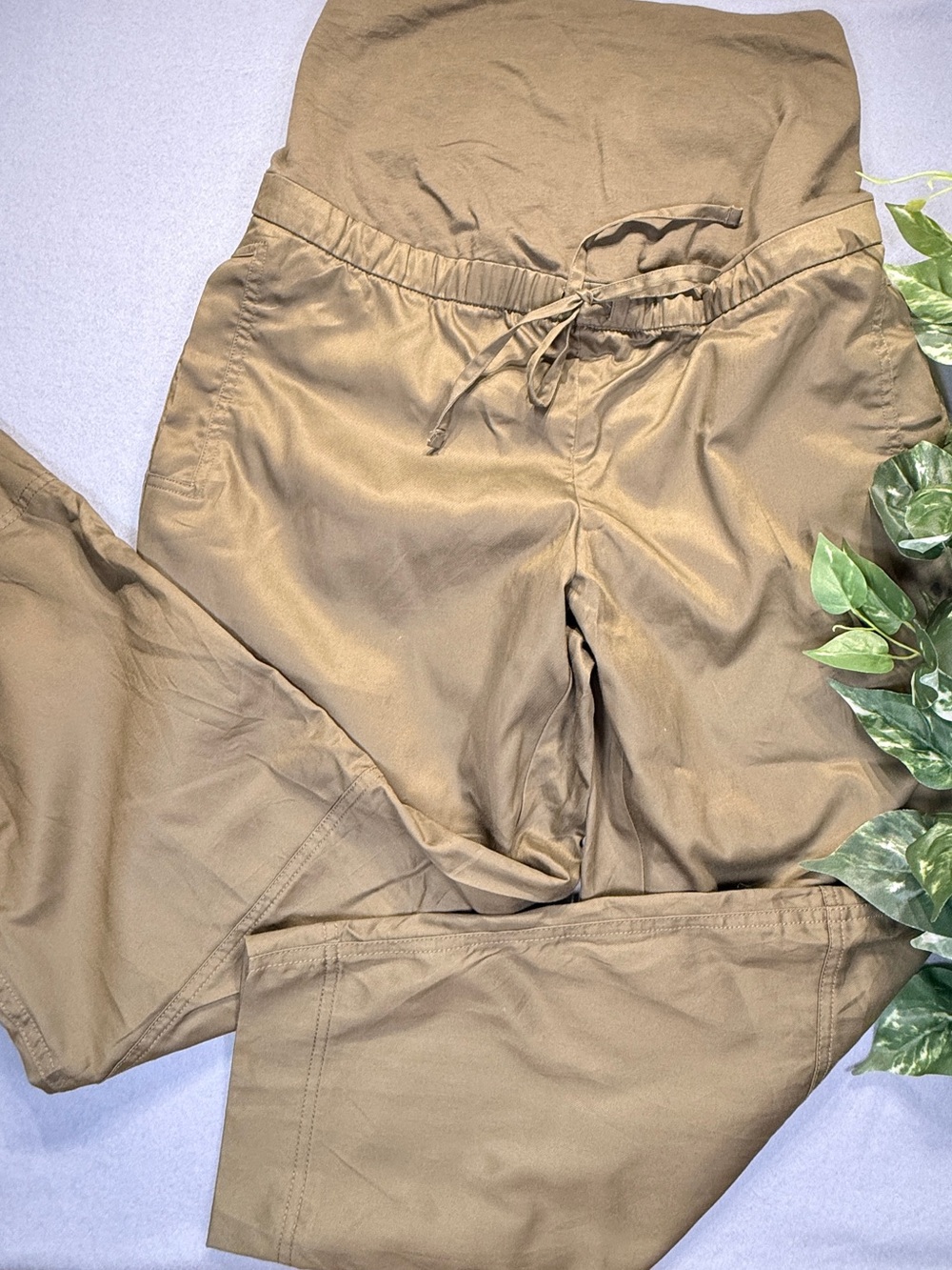 Ultra Soft Maternity’s joggers Drawstring Casual Pants in Olive Green  #0151F